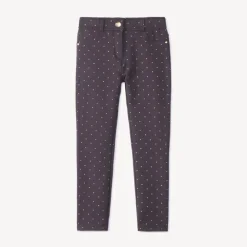 Pantalon skinny imprimé pois pailletés pour fille