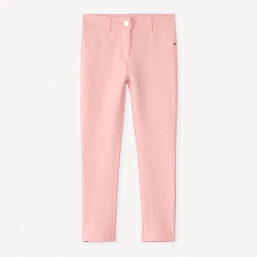 Pantalon skinny imprimé pois pailletés pour fille