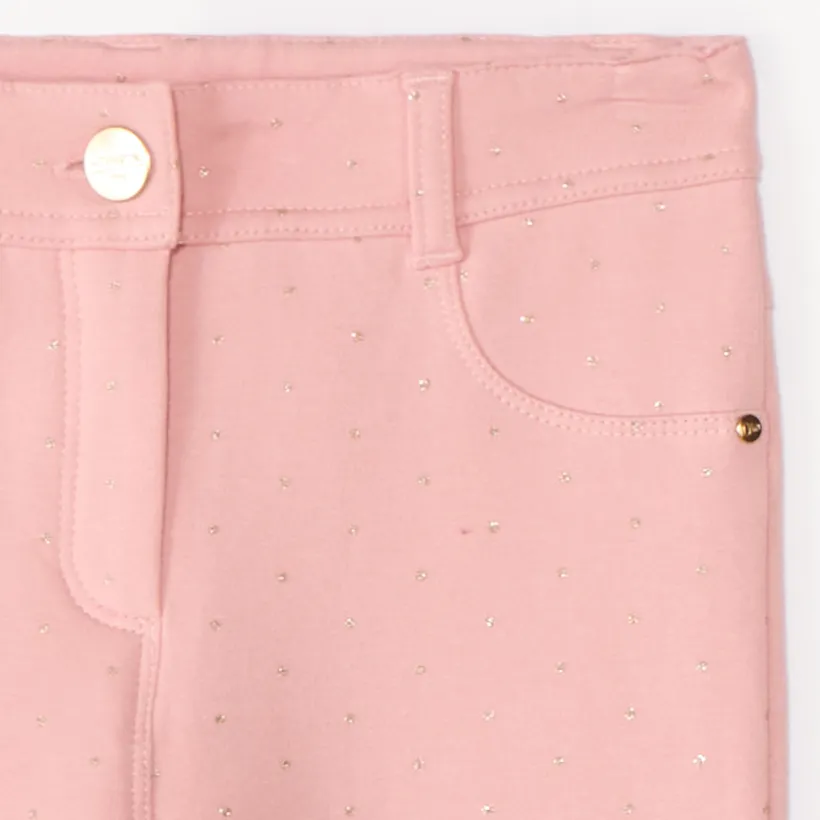Pantalon skinny imprimé pois pailletés pour fille