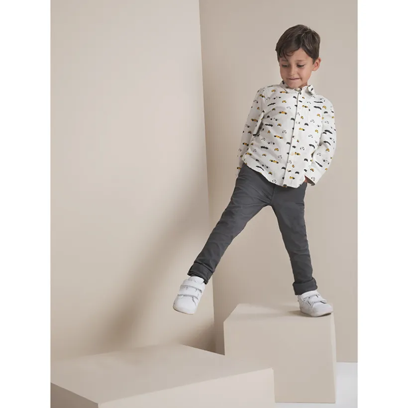 Pantalon slim en twill effet crinkle pour garçon