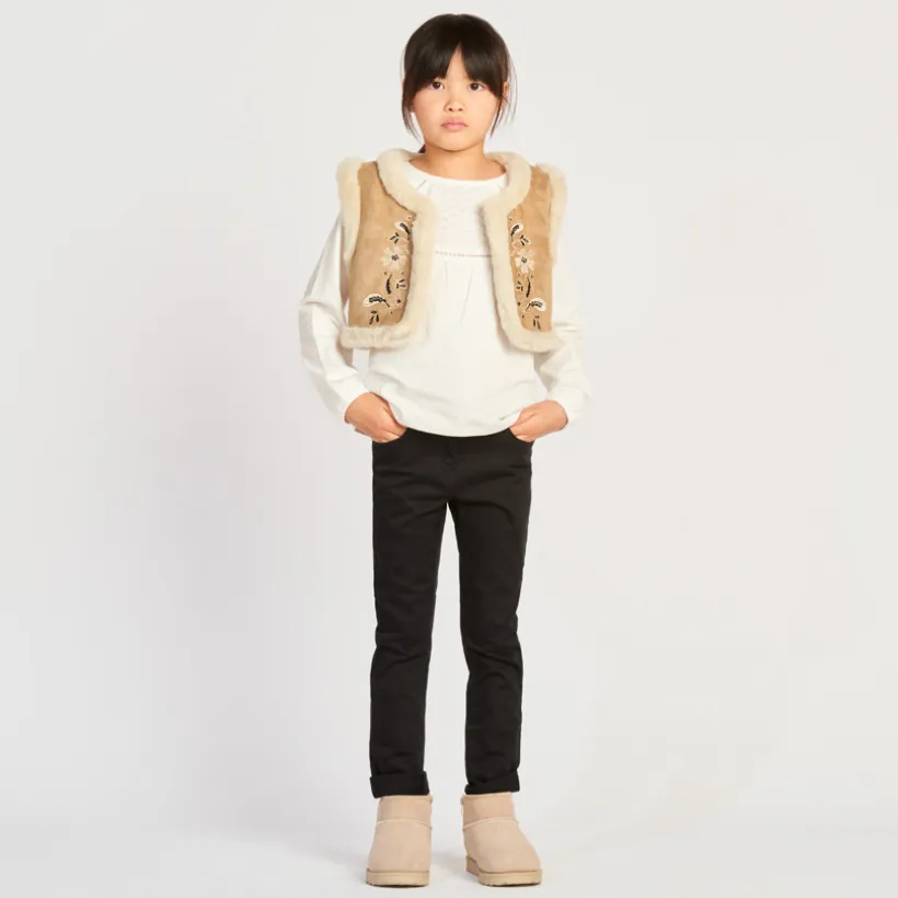 Pantalon slim en twill uni pour fille