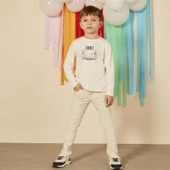 Pantalon slim uni effet crinkle pour garçon