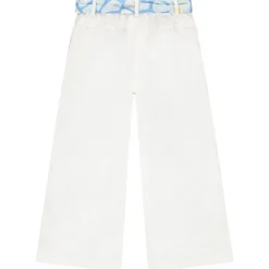 Pantalon uni en toile avec ceinture fantaisie à nouer pour fille