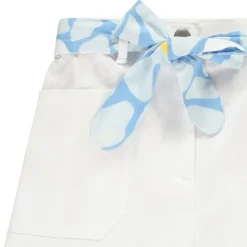 Pantalon uni en toile avec ceinture fantaisie à nouer pour fille