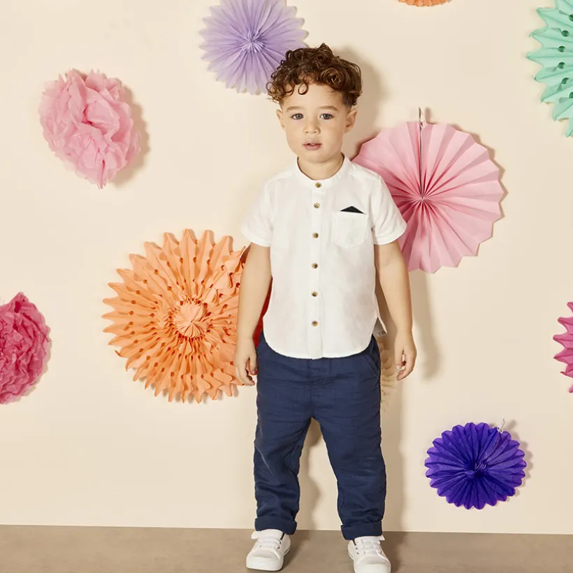 Pantalon uni en toile pour bébé garçon