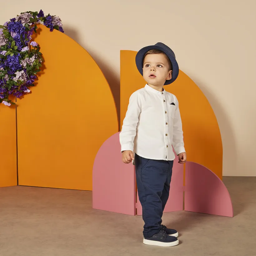 Pantalon uni en toile pour bébé garçon