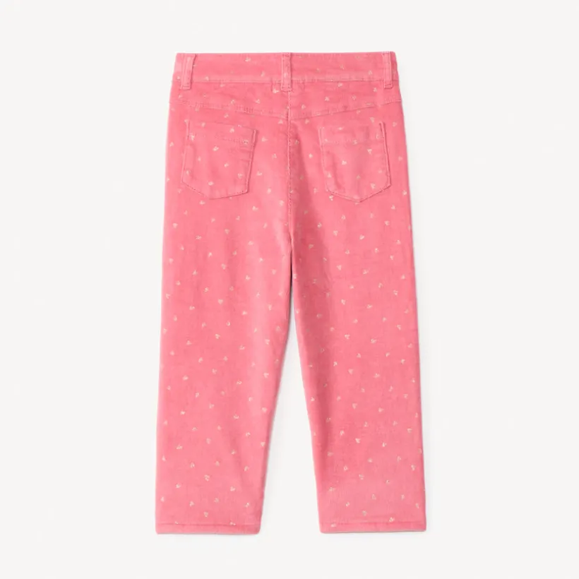 Pantalon velours doublé et imprimé cœur pour bébé fille