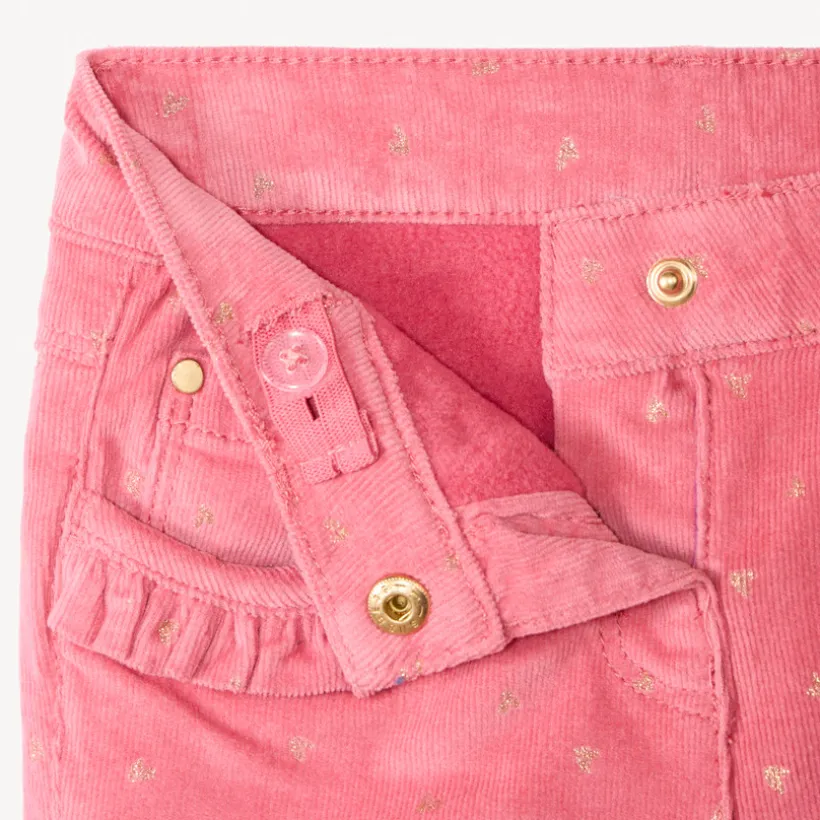 Pantalon velours doublé et imprimé cœur pour bébé fille