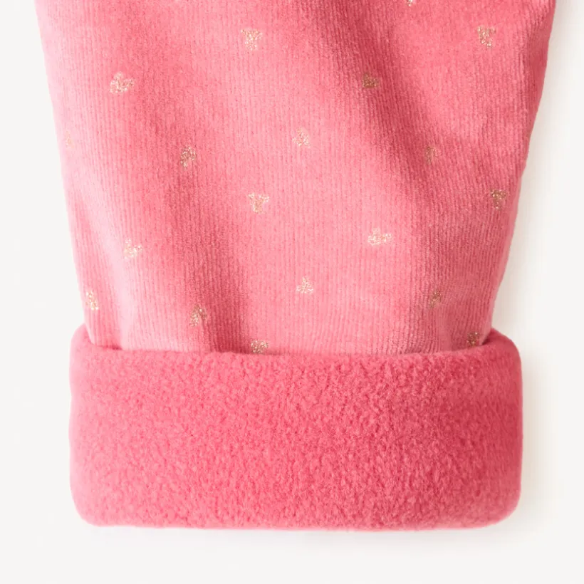 Pantalon velours doublé et imprimé cœur pour bébé fille