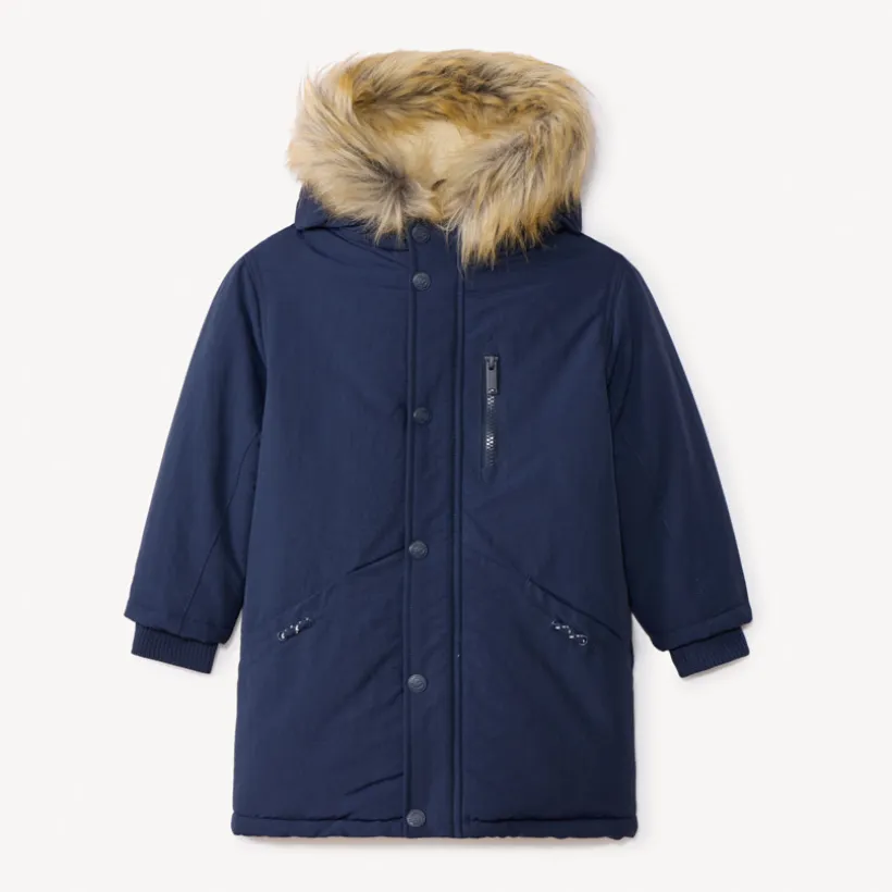 Parka à capuche avec fausse fourrure amovible pour garçon