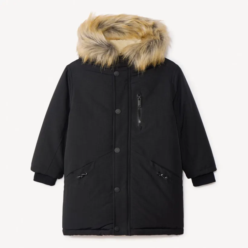 Parka à capuche avec fausse fourrure amovible pour garçon