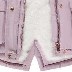 Parka à capuche en twill doublée sherpa pour fille