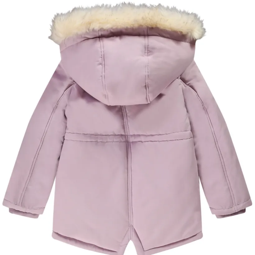 Parka à capuche en twill doublée sherpa pour fille