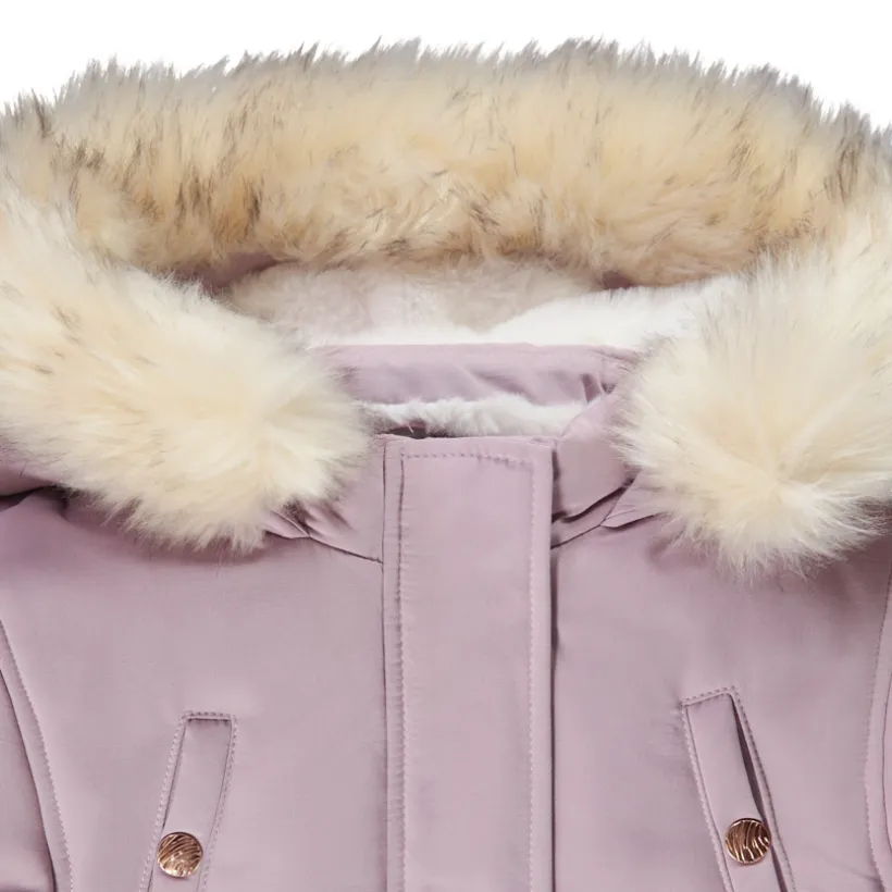 Parka à capuche en twill doublée sherpa pour fille