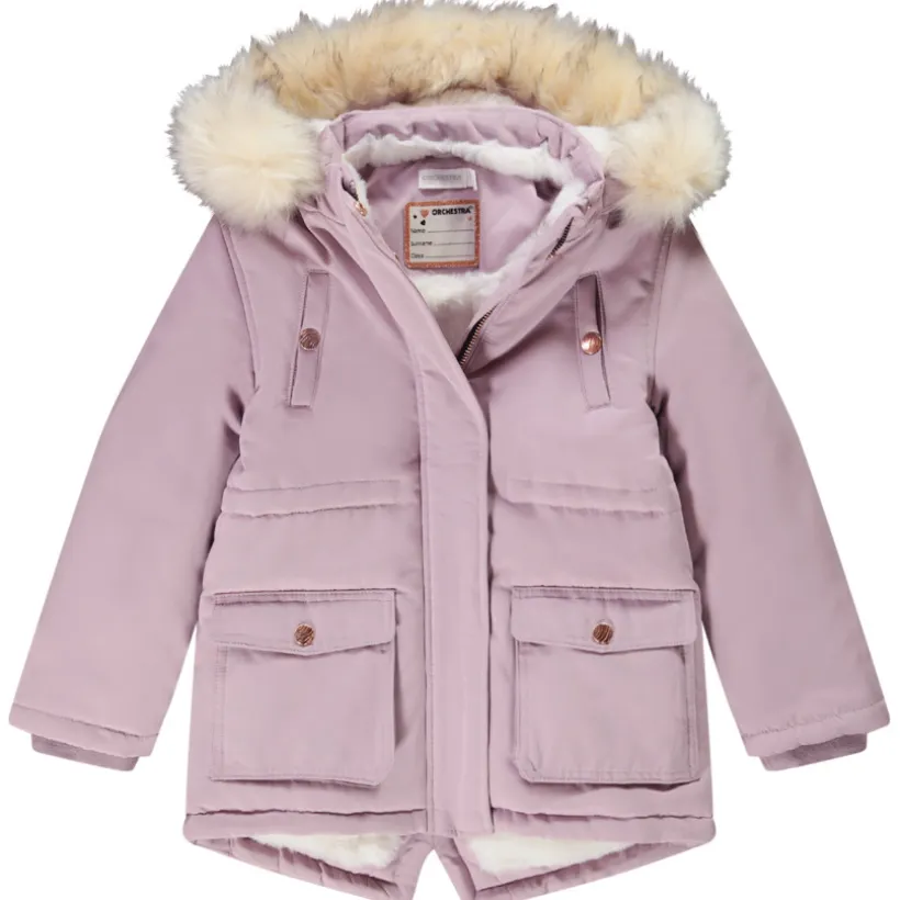Parka à capuche en twill doublée sherpa pour fille