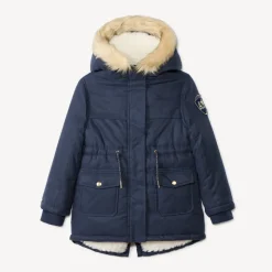 Parka déperlante à capuche effet fourrure pour fille