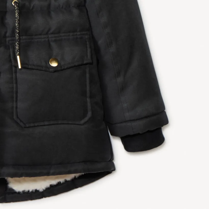 Parka déperlante à capuche effet fourrure pour fille