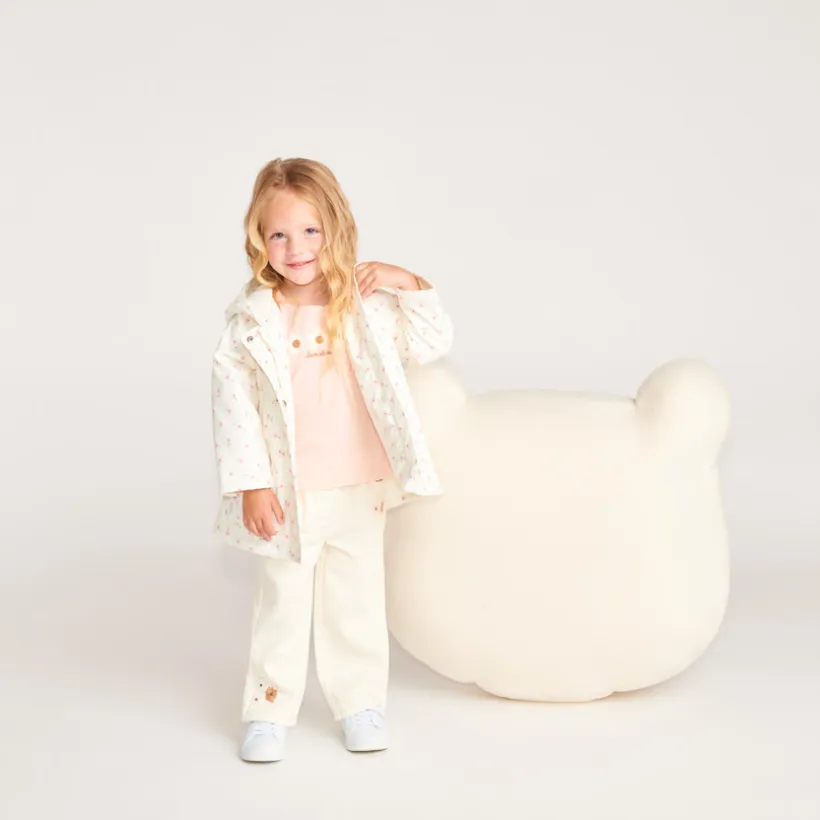 Parka gomme à capuche imprimé fleurs pour bébé fille
