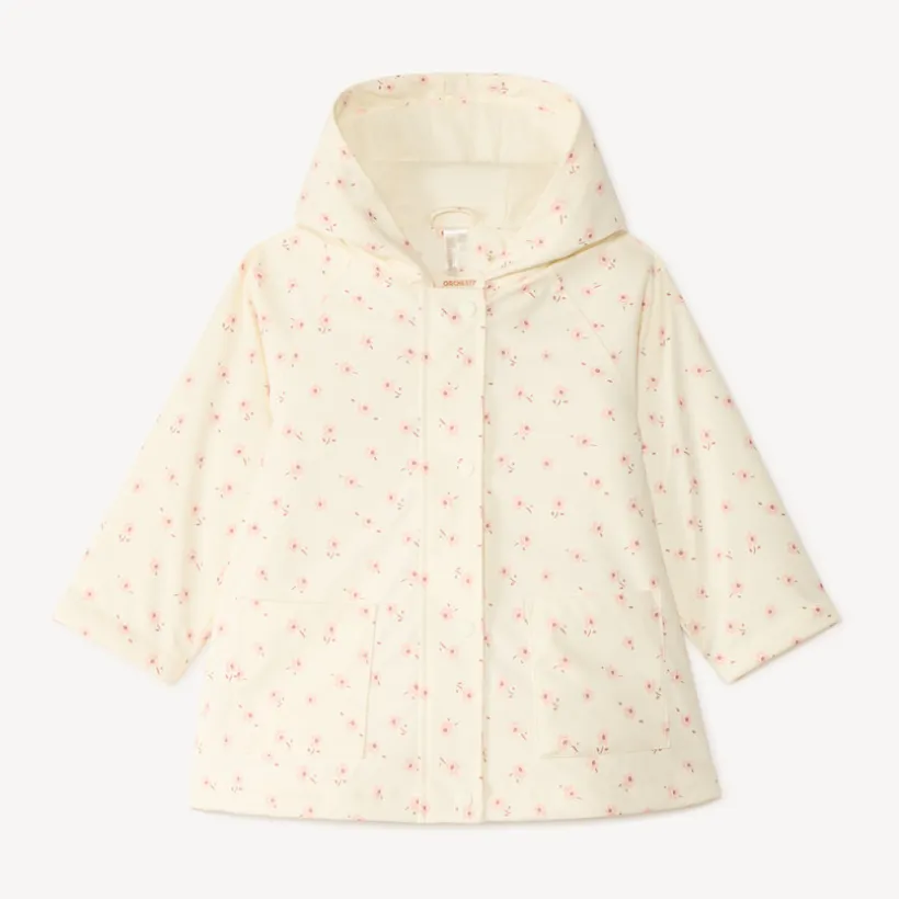 Parka gomme à capuche imprimé fleurs pour bébé fille