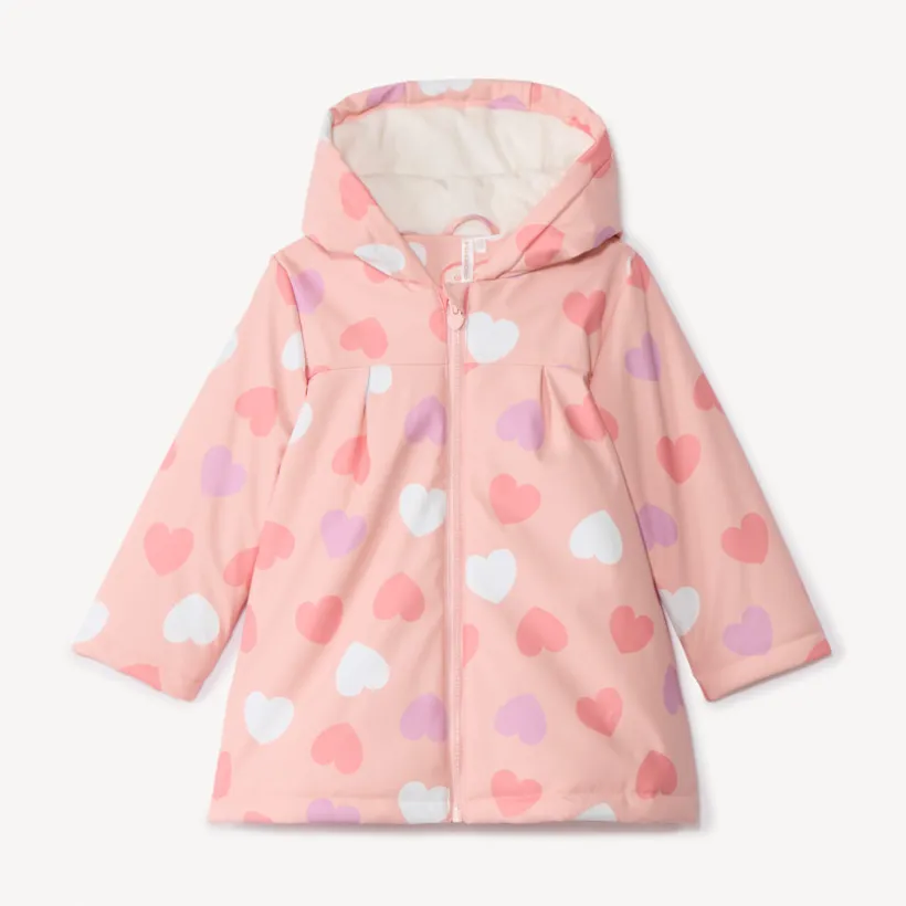 Parka gomme à couleur changeante imprimé cœurs pour bébé fille