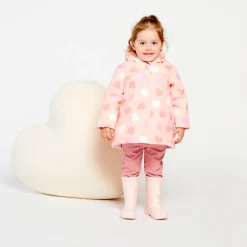 Parka gomme à couleur changeante imprimé cœurs pour bébé fille
