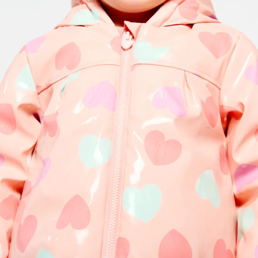 Parka gomme à couleur changeante imprimé cœurs pour bébé fille