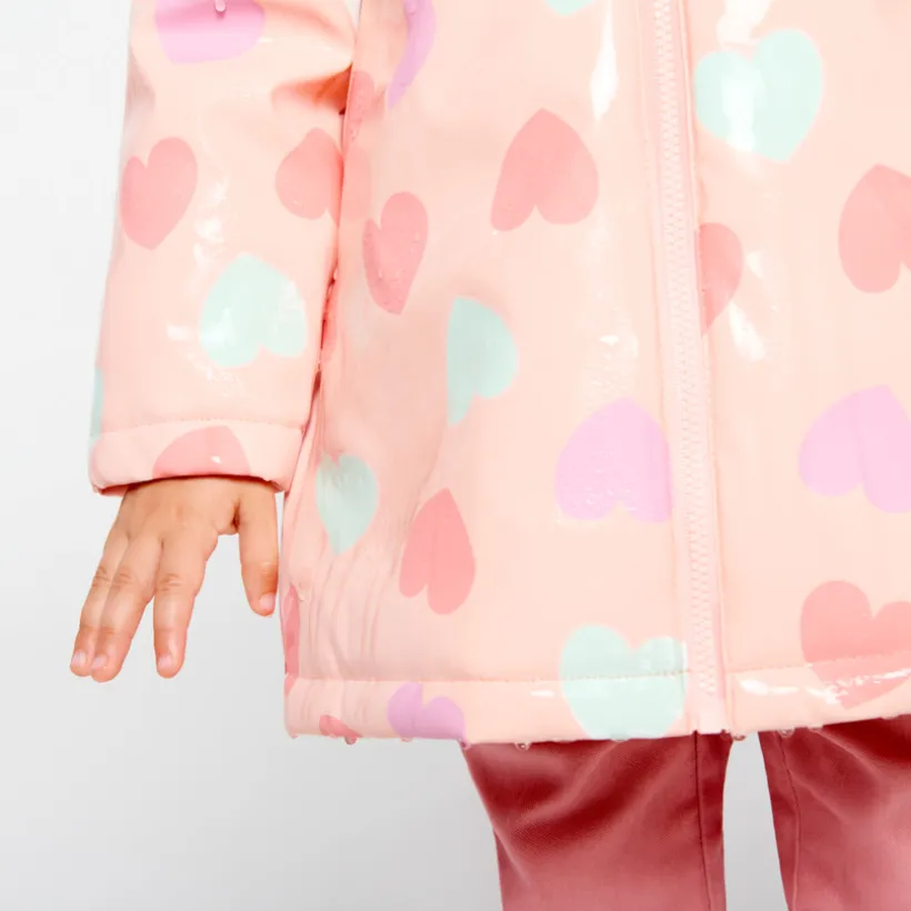 Parka gomme à couleur changeante imprimé cœurs pour bébé fille