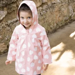 Parka gomme à couleurs changeantes imprimé cœurs pour bébé fille