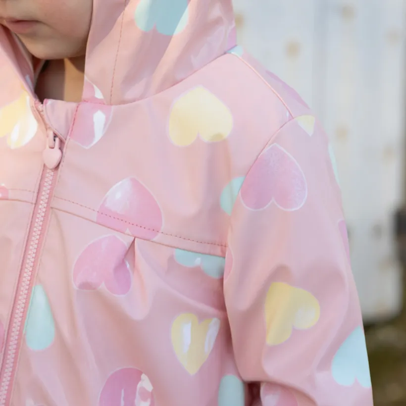 Parka gomme à couleurs changeantes imprimé cœurs pour bébé fille