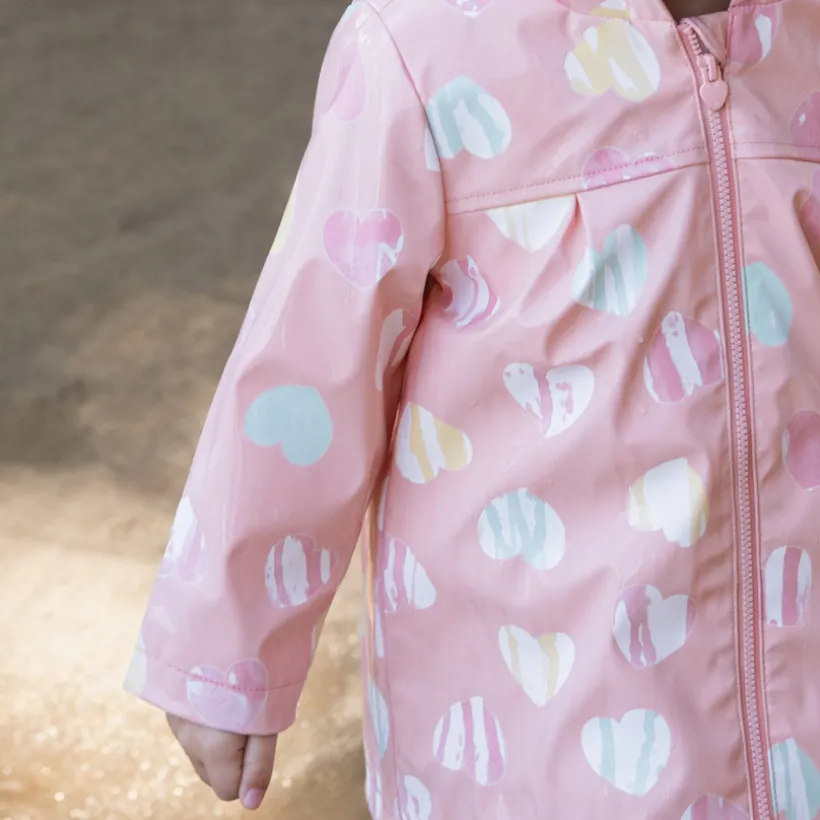 Parka gomme à couleurs changeantes imprimé cœurs pour bébé fille
