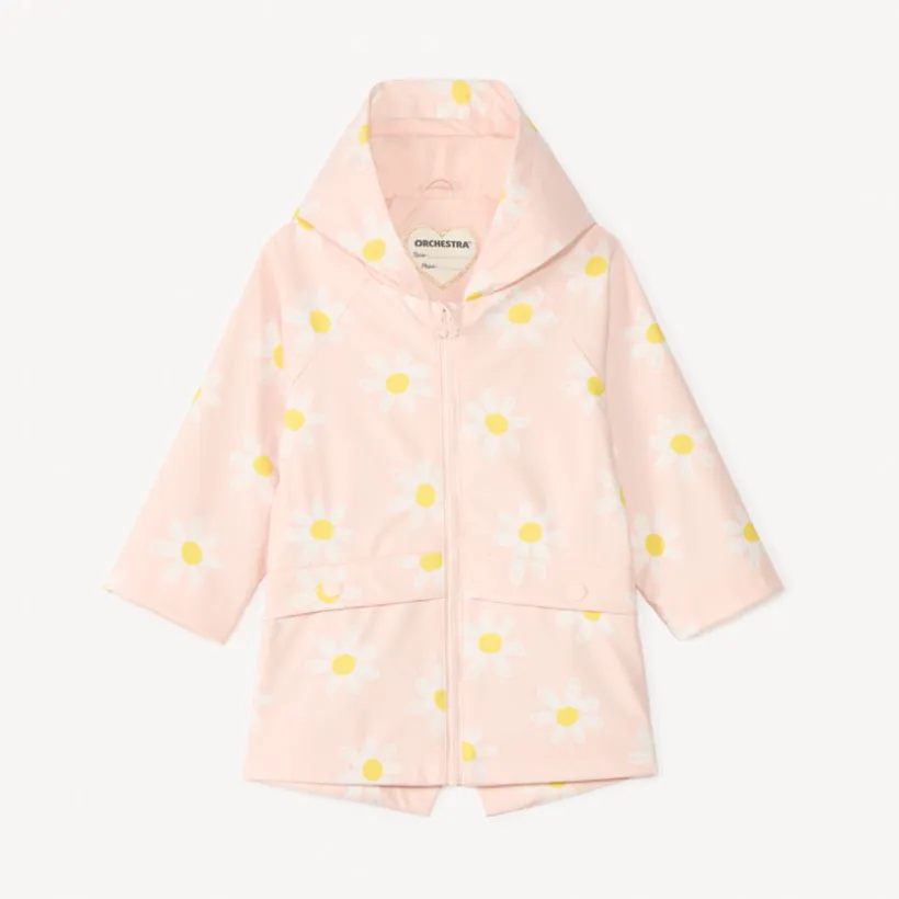 Parka gomme doublée en jersey imprimé marguerites pour bébé fille
