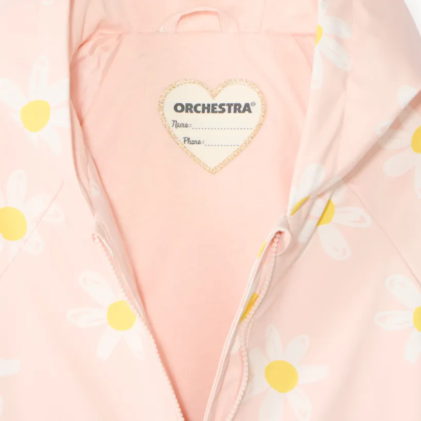 Parka gomme doublée en jersey imprimé marguerites pour bébé fille
