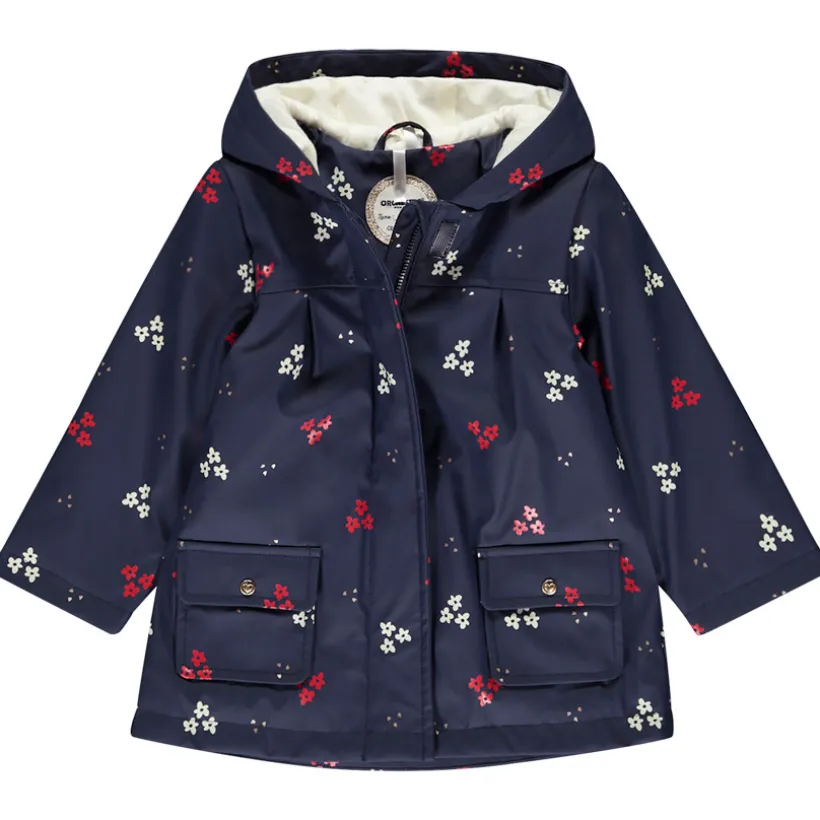 Parka gomme doublée imprimé fleurs pour bébé fille