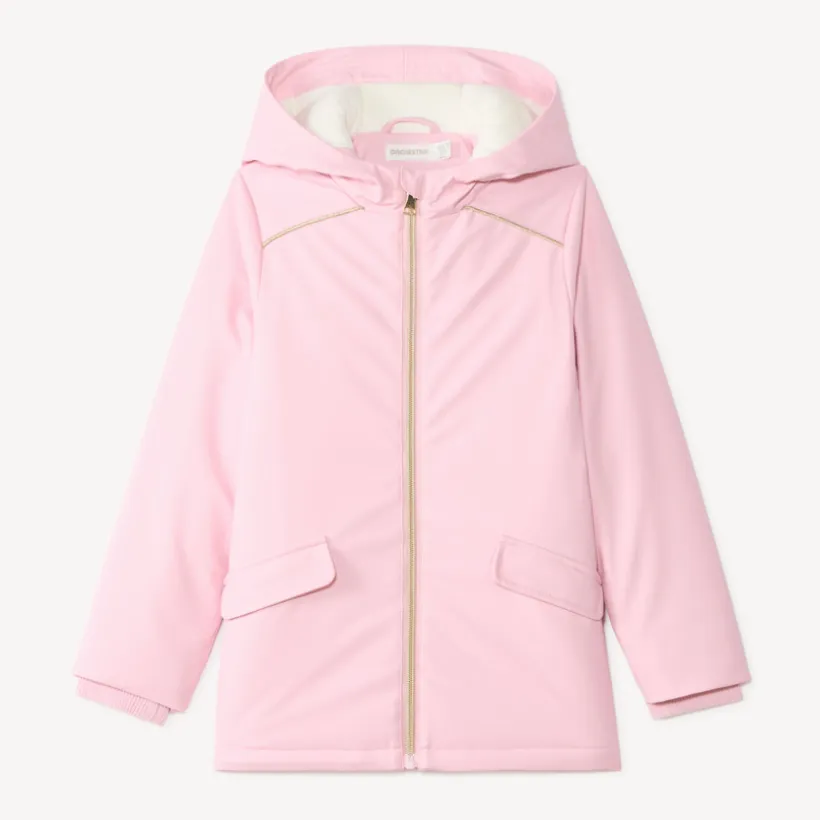 Parka gomme déperlante fille à capuche zippée unie