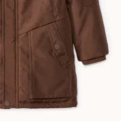 Parka uni en toile avec capuche effet fourrure pour garçon