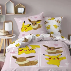 Parure de lit 140x200 cm imprimé Pokémon et Evoli