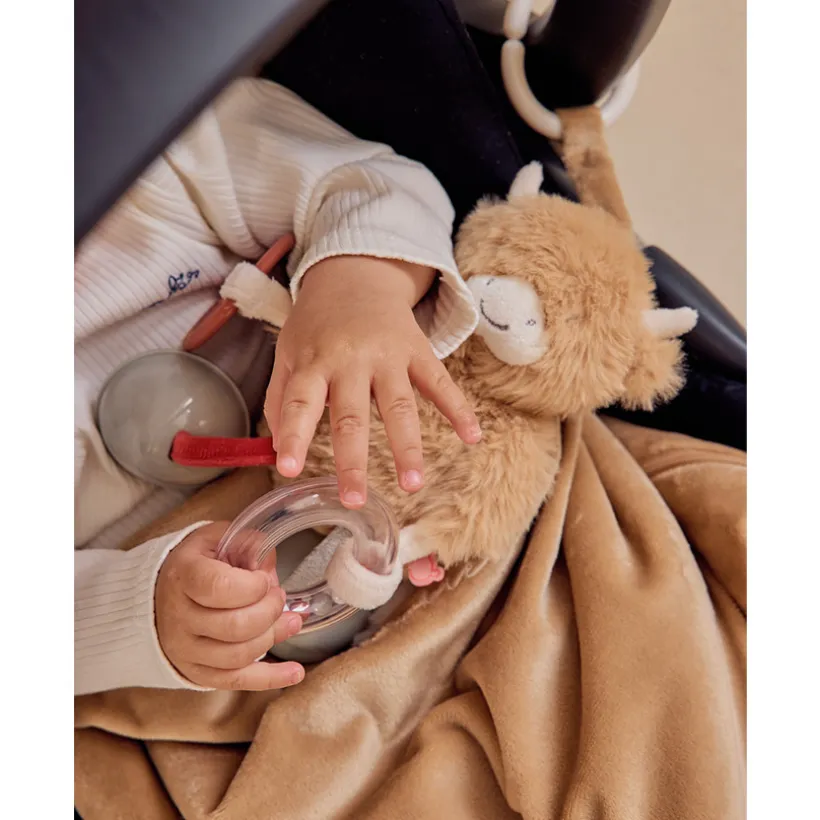 Peluche activité de voyage Vache Fluffy Beige