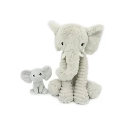 Peluche Dimoitou maman éléphant et son bébé gris clair