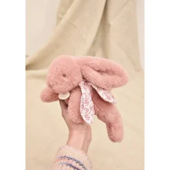 Peluche doudou Lapin 25 cm rose poudré