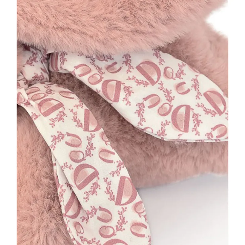 Peluche doudou Lapin 25 cm rose poudré