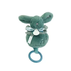 Peluche lapin doudou boîte à musique vert sauge