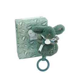 Peluche lapin doudou boîte à musique vert sauge