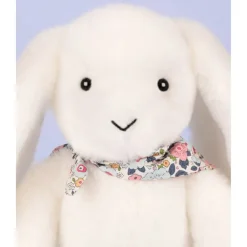 Peluche Lapin Fleurette 25cm Blanc