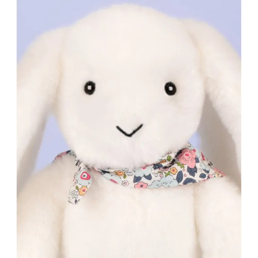 Peluche Lapin Fleurette 25cm Blanc
