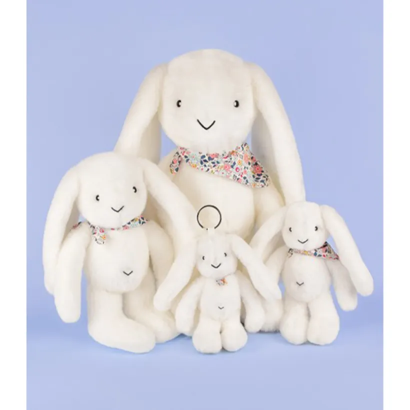 Peluche Lapin Fleurette 25cm Blanc