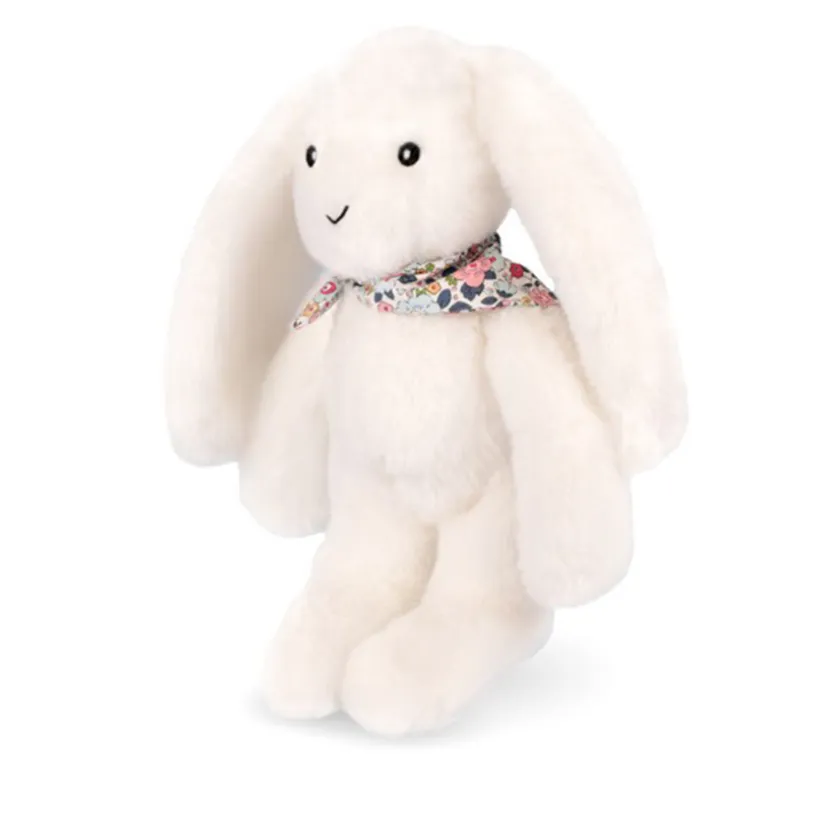 Peluche Lapin Fleurette 25cm Blanc