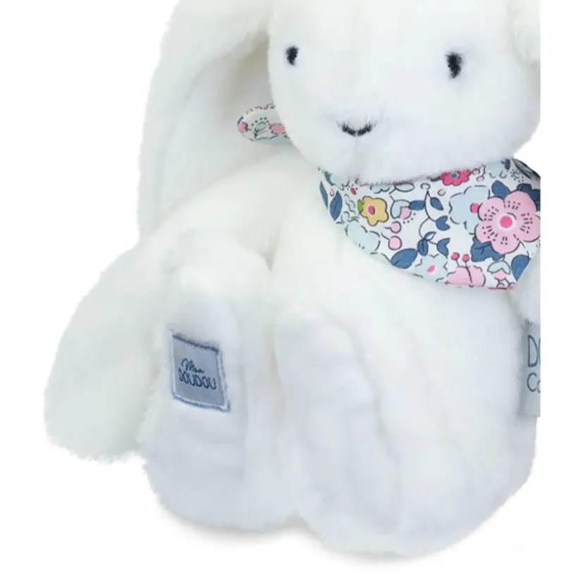 Peluche Lapin Fleurette 25cm Blanc