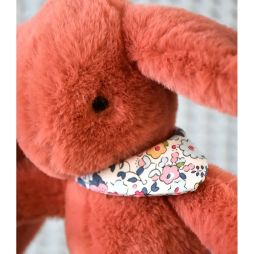 Peluche Lapin Fleurette 25cm Terracotta