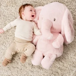 Peluche éléphant maxi - Fanfan -Rose - 60 cm