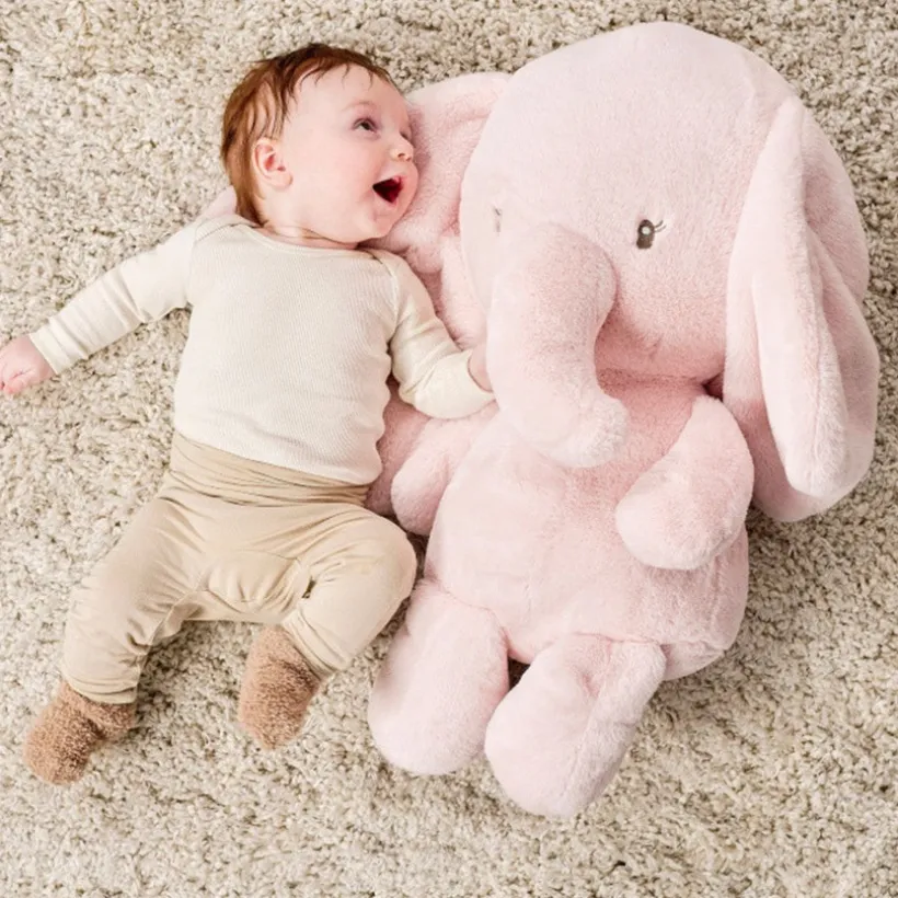 Peluche éléphant maxi - Fanfan -Rose - 60 cm